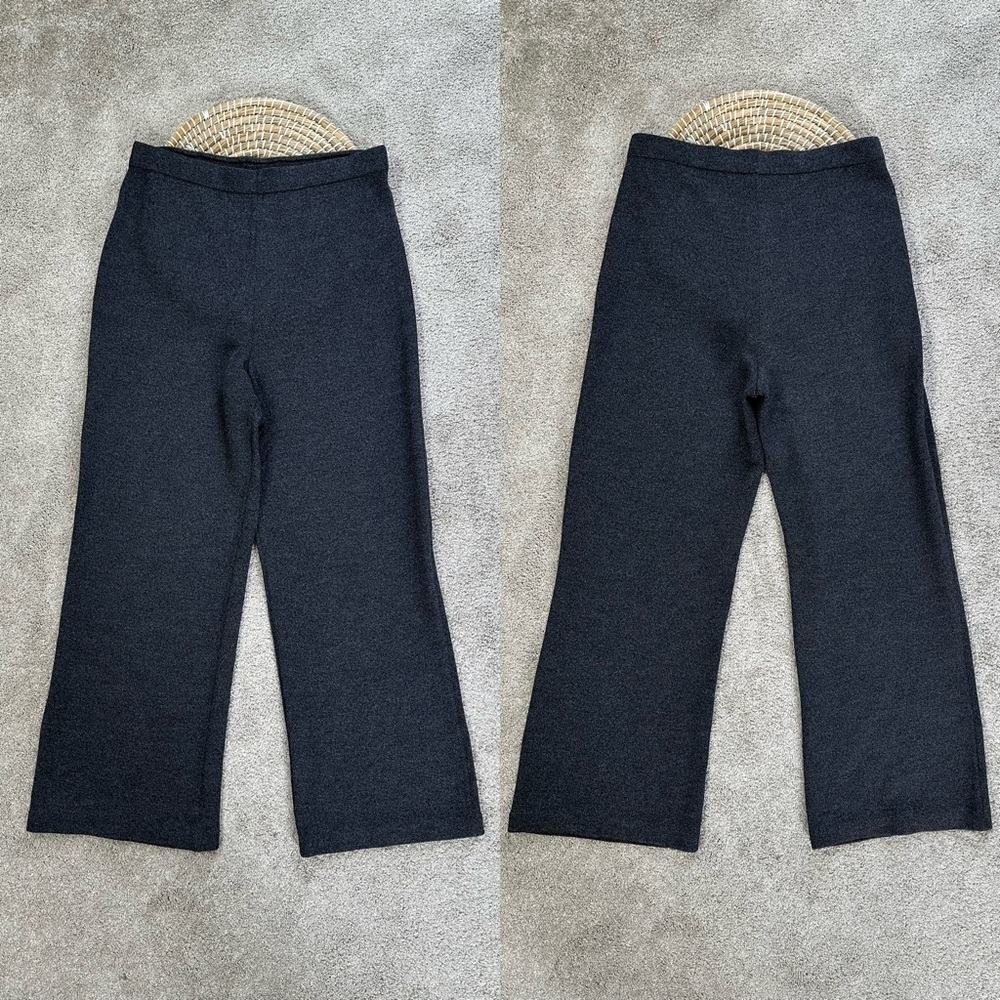 St. John Collection Santana Knit Pull On Pants Wide Leg High Rise in Black 12